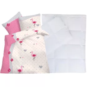 Flamingós ovis ágynemű szett (szív)