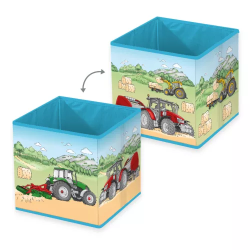 Traktoros mintás ovis ágyneműszett paplannal, párnával és 30×30×30 cm-es tárolódobozzal – tökéletes választás ovisoknak