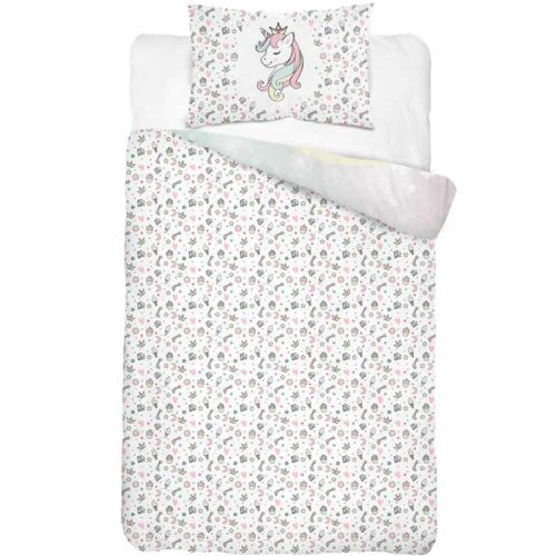 Unikornis ovis ágynemű – Unicorn's Power 2, szivárványos, kislányos 100% pamut ágyneműhuzat