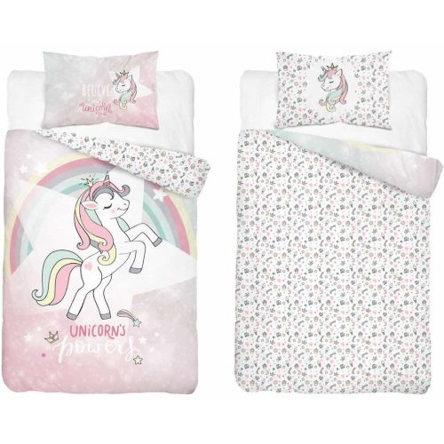 Unikornis ovis ágynemű – Unicorn's Power 2, szivárványos, kislányos 100% pamut ágyneműhuzat