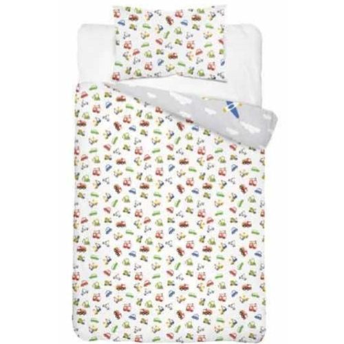 Városi járművek ovis ágynemű – szürke, autós mintás 100% pamut ágynemű gyerekeknek