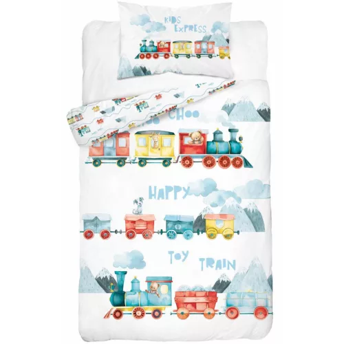 Vonatos ovis ágynemű szett 100x135+40x60 cm pamut