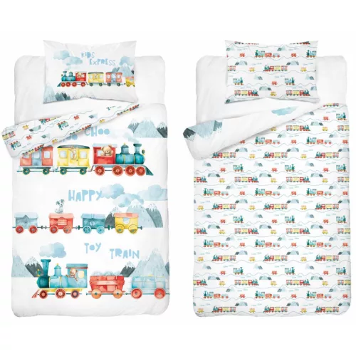 Vonatos ovis ágynemű szett 100x135+40x60 cm pamut