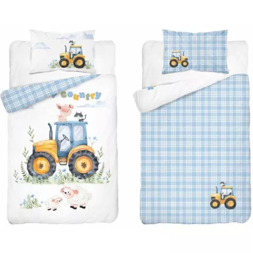 Traktoros ovis ágynemű szett 100x135+40x60 cm pamut