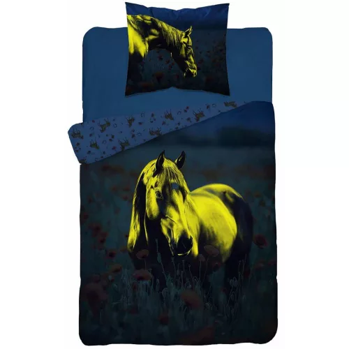 Foszforeszkáló lovas ágynemű – 100% pamut , 140x200+70x80cm 