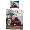 Traktoros ágyneműhuzat 140x200 cm 100% pamut gyerekeknek piros traktor mintával