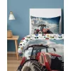 Traktoros ágyneműhuzat 140x200 cm 100% pamut gyerekeknek piros traktor mintával