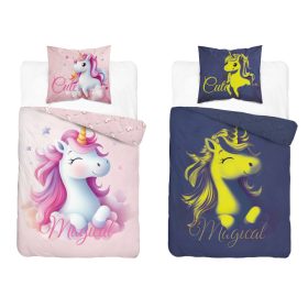 Foszforeszkáló unikornis ágynemű 140x200+70x90 cm pamut