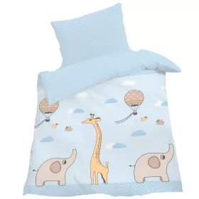 Elefántos zsiráfos ovis ágynemű (kék)