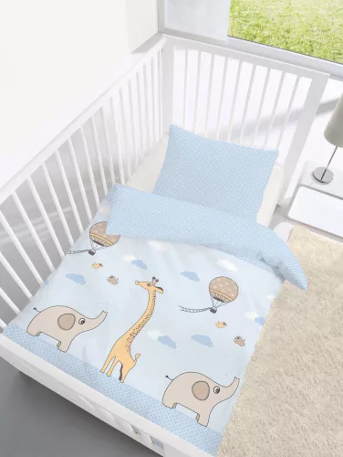 Elefántos zsiráfos ovis ágynemű (kék)