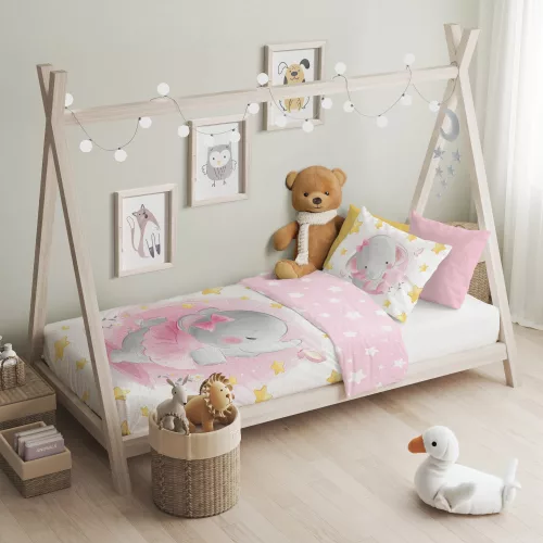 Elefántos ovis ágynemű szett (rózsaszín balerina)