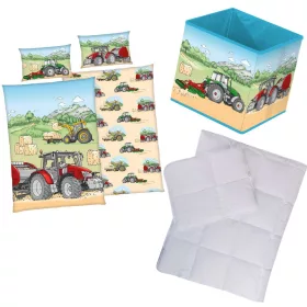 Traktoros ovis ágynemű szett szalmabála (box)