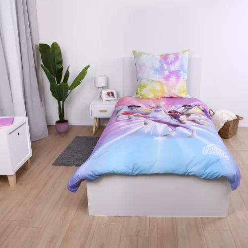 Unicorn Academy Magic ágyneműszett – unikornisos dizájn, 100% pamut, kétoldalas mintával, 140x200 cm paplanhuzat és 70x90 cm párnahuzat, cipzáras záródással, 60°C-on mosható