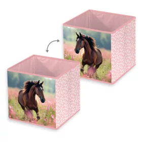 Lovas mintás gyerek tárolódoboz – 30x30x30 cm játéktároló 