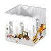 Munkagépes , építkezés mintás gyerek tárolódoboz – 30x30x30 cm játéktároló fiúknak