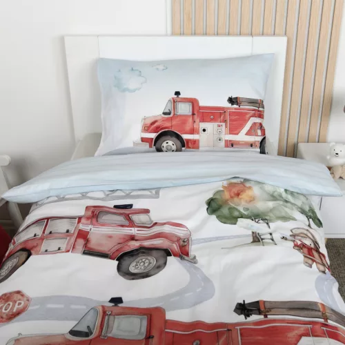 Tűzoltós ovis ágynemű 100% pamut 100x135+40x60 cm