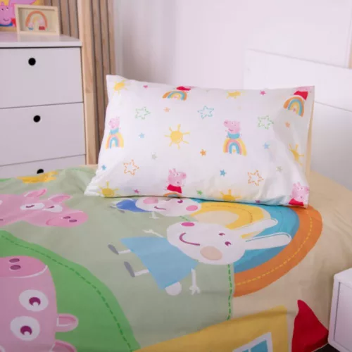 Peppa malac pamut ovis ágynemű szett 100x135 cm – színes gyerek ágynemű párnahuzattal