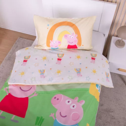Peppa malac pamut ovis ágynemű szett 100x135 cm – színes gyerek ágynemű párnahuzattal