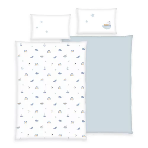 Hajós , bálnás flanel ovis ágynemű szett