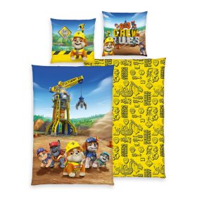 Mancs Őrjárat Rubble Crew ágyneműszett 140x200 + 70x90 cm – 100% pamut, cipzáros, 60°C-on mosható, építkezéses mintával