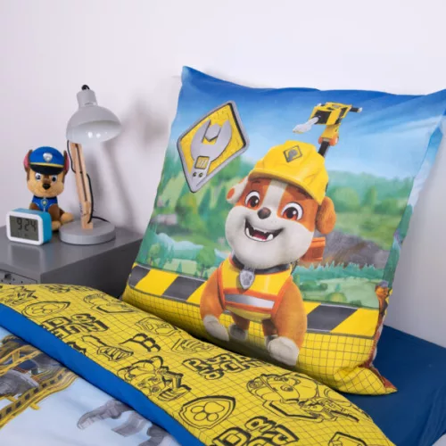 Mancs Őrjárat Rubble Crew ágyneműszett 140x200 + 70x90 cm – 100% pamut, cipzáros, 60°C-on mosható, építkezéses mintával
