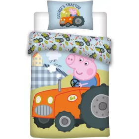 Peppa Malac ovis ágynemű-100%pamut,két oldalas minta,100x135cm paplanhuzat és 40x60 cm párnahuzat, cipzáras záródással, 40°C-on mosható