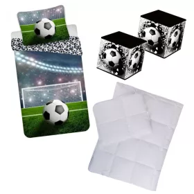 Focis mintás ovis ágyneműszett paplannal, párnával és 30×30×30 cm-es tárolódobozzal – tökéletes választás ovisoknak