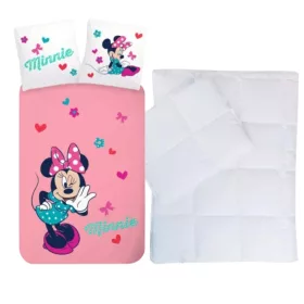 Minnie egér ovis ágyneműhuzat szett paplannal és párnával – 100x135+40x60 cm, 100% pamut