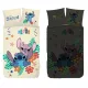 Stitch ágyneműhuzat szett – 100x135 + 40x60 cm, 100% pamut, kétoldalas, világít a sötétben, Disney Aloha mintás