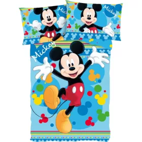 Mickey egér ovis ágynemű kék alapon – 100x135 + 40x60 cm, 100% pamut Disney huzat
