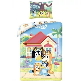 Bluey gyermek ágynemű 140x200 + 70x90 cm – 100% pamut színes mesefigurás huzat