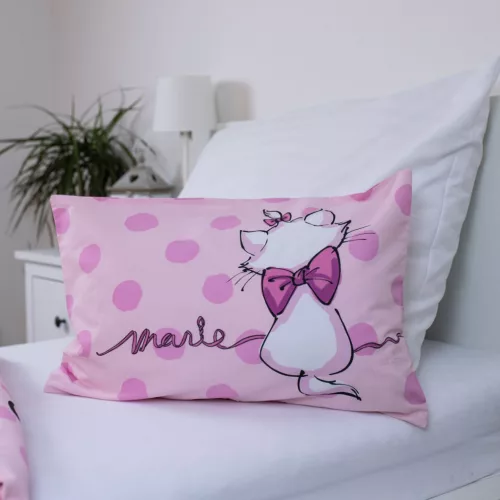 marie cica ágynemű 100x135 40x60 cm pamut pöttyös rózsaszín gyerek kislányos cicás huzat