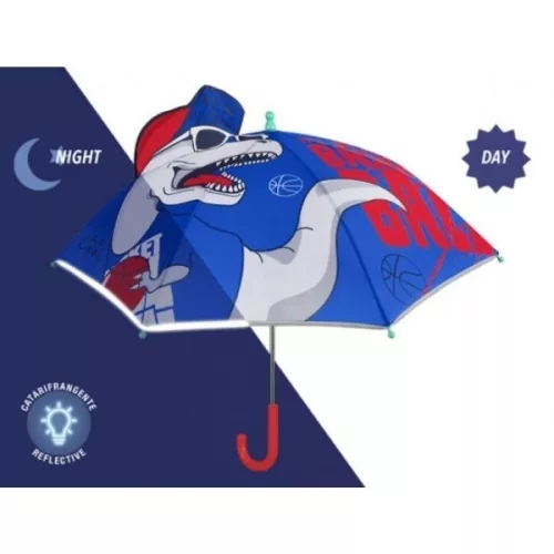 Esernyő fényvisszaverő csíkkal (kék dino)